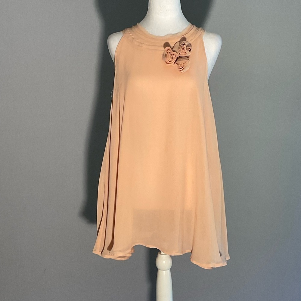 Twelve by Twelve Los Angeles Blush Chiffon Floral Appliqué Blouse Size S - Picture 8 of 16